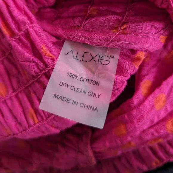 Alexis Thalssa Off The Shoulder Shirred Fuschia Dot Maxi Dress Small Preowned - Picture 8 of 9